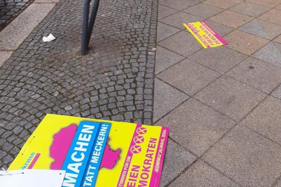 Zwickau/Werdau: Zahlreiche Wahlplakate beschädigt - Immer wieder haben es Unbekannte auf Wahlplakate abgesehen, wie kürzlich hier in Zwickau.