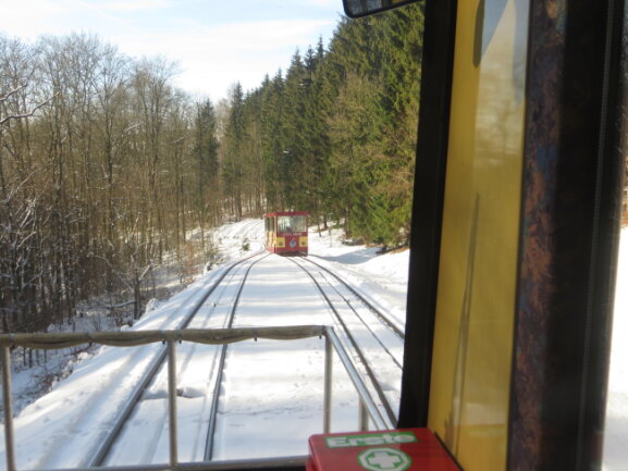 Ausblick aus der Drahtseilbahn zur Augustusburg