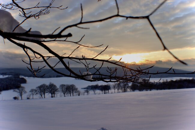 Der Scheibenberger Bergrundgang tiefst verschneit. Alles wie in einem Moment festgefroren und die Sonne setzt der wundersch&ouml;nen Heimat den letzten Tagesschimmer frei :)